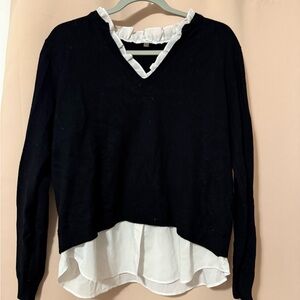 Milano Black Top with White Ruffle Detail